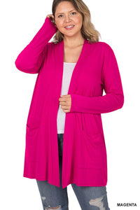 PLUS SLOUCHY POCKET OPEN CARDIGAN