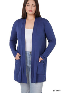 PLUS SLOUCHY POCKET OPEN CARDIGAN