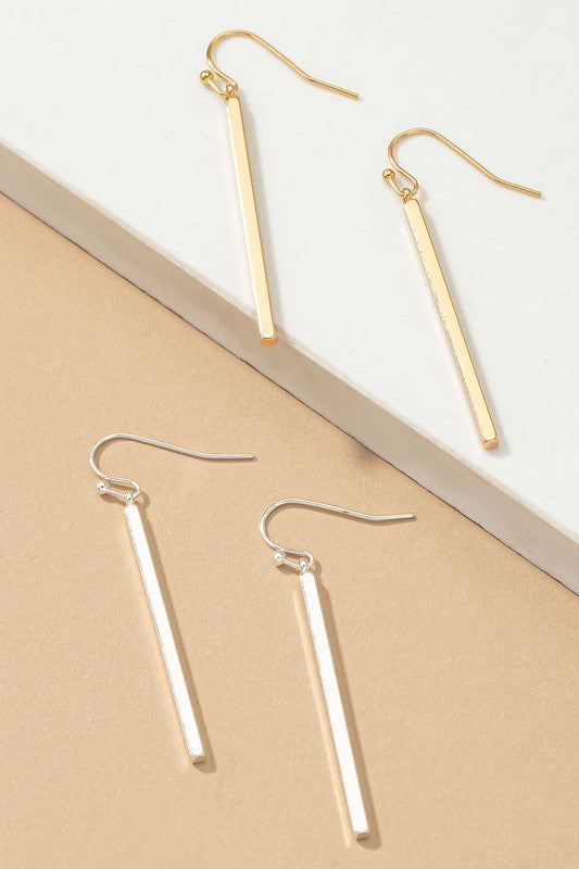 Minimalist match stick drop earrings