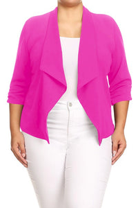 Plus size Solid waist length jacket in a loose fit