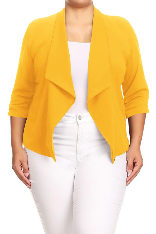 Plus size Solid waist length jacket in a loose fit