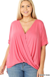 PLUS RAYON SPAN CREPE LAYERED-LOOK TOP