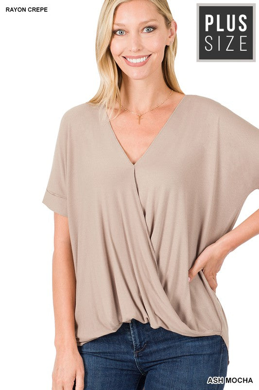 PLUS RAYON SPAN CREPE LAYERED-LOOK TOP