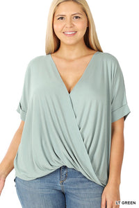 PLUS RAYON SPAN CREPE LAYERED-LOOK TOP