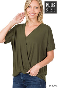 PLUS RAYON SPAN CREPE LAYERED-LOOK TOP