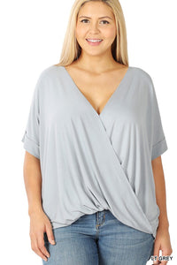 PLUS RAYON SPAN CREPE LAYERED-LOOK TOP