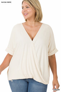 PLUS RAYON SPAN CREPE LAYERED-LOOK TOP