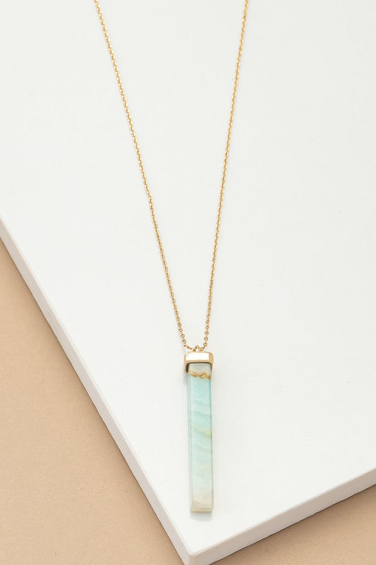 LONG BAR NATURAL STONE PENDANT NECKLACE