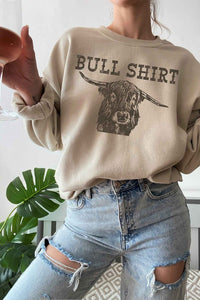 BULL SHIRT GRAPHIC SWEATSHIRT PLUS SIZE