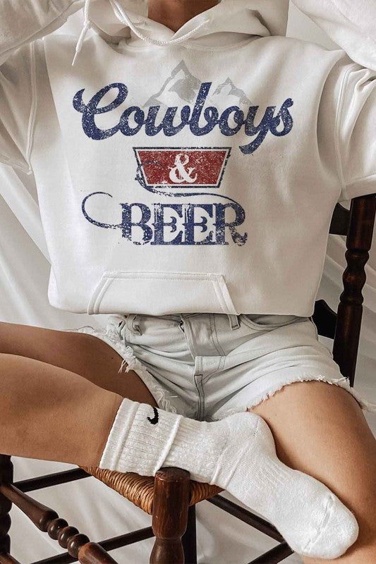 COWBOYS N BEER WESTERN HOODIE PLUS SIZE