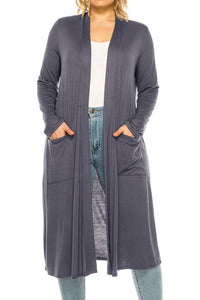 Plus size, solid duster cardigan