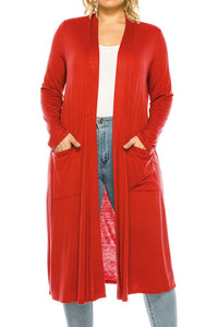 Plus size, solid duster cardigan