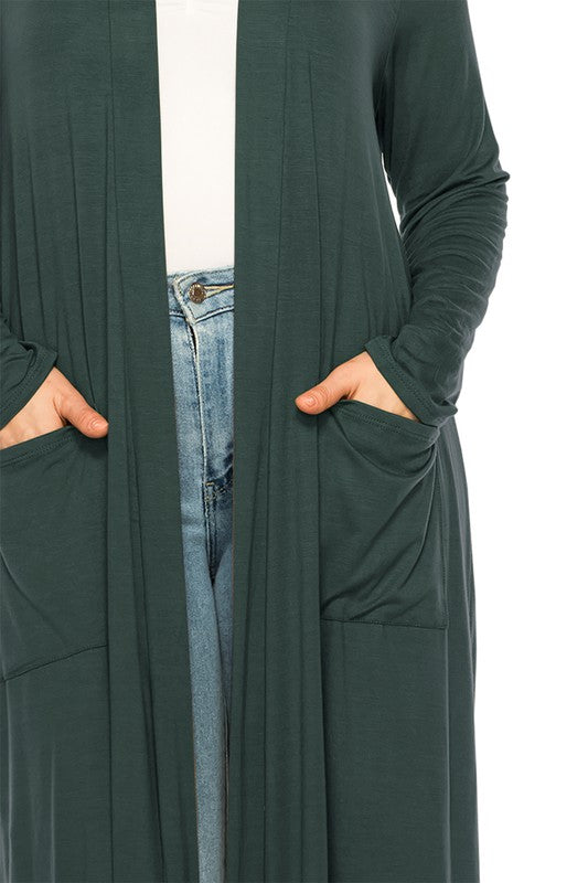 Plus size, solid duster cardigan