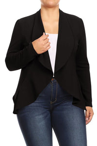 Plus Casual Solid open front jacket blazer