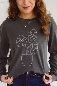 Monstera Plant Comfort Colors Long Sleeve PLUS