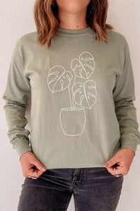 Monstera Plant Comfort Colors Long Sleeve PLUS