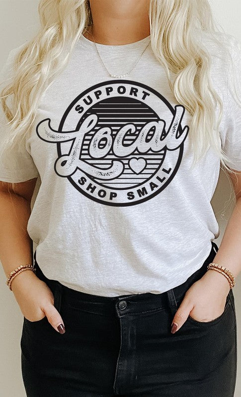 Support Local Shop Small Heart Retro PLUS SIZE Tee