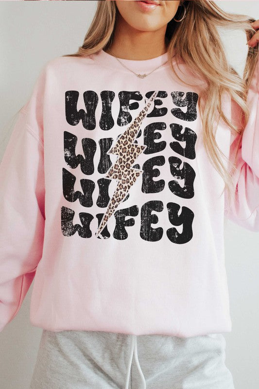 PLUS SIZE - LEOPARD LIGHTNING WIFEY Sweatshirt