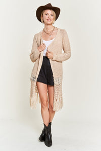 FRINGE KNIT CARDIGAN PLUS KRT1001