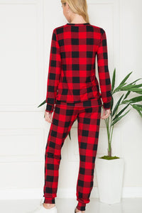 Plus Plaid Long Sleeve Lounge Set