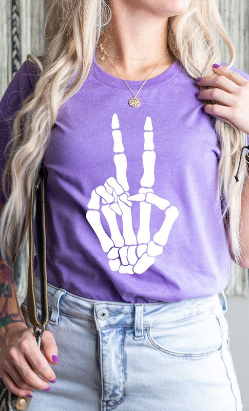 Skeleton Peace Sign Graphic Tee PLUS