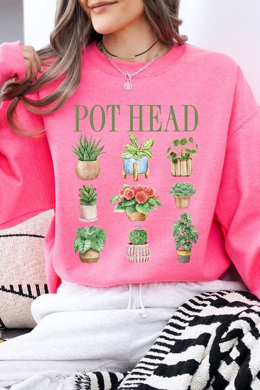 Pot Head Plant Lover Graphic Plus Sweatshirt