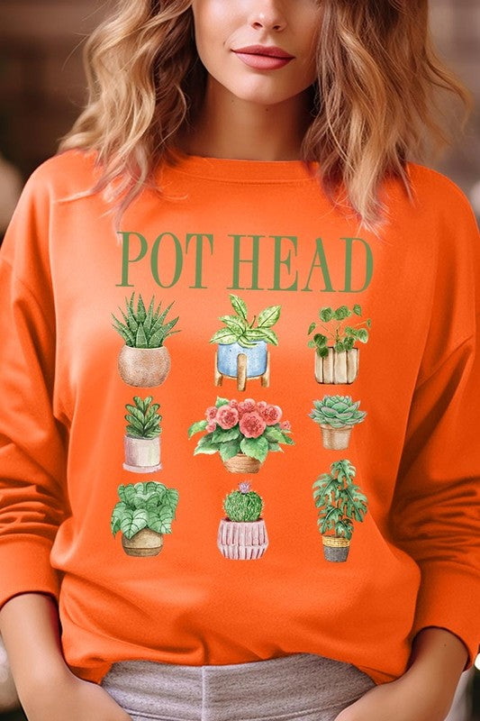 Pot Head Plant Lover Graphic Plus Sweatshirt