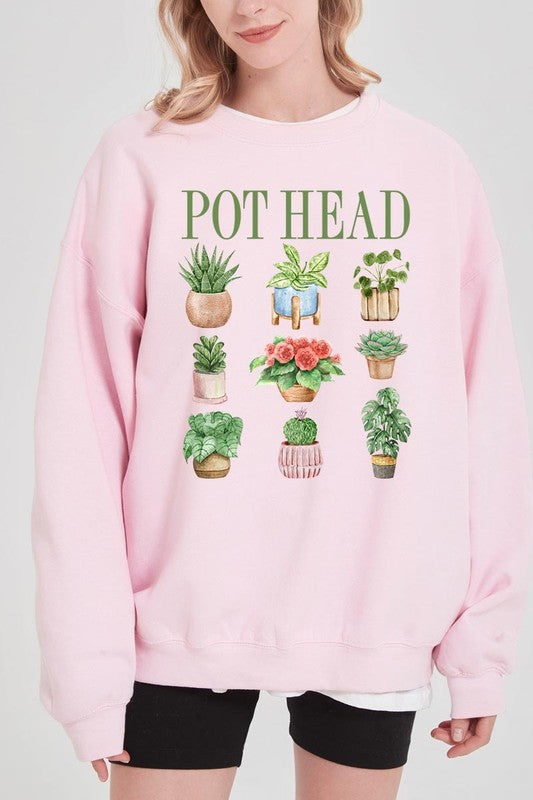 Pot Head Plant Lover Graphic Plus Sweatshirt