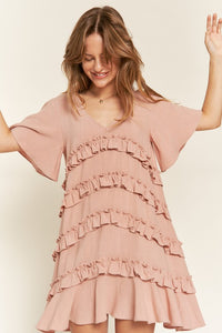 TIERED RUFFLE MINI DRESS