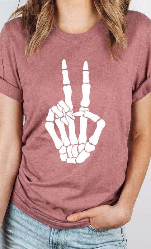 Skeleton Peace Sign Graphic Tee PLUS