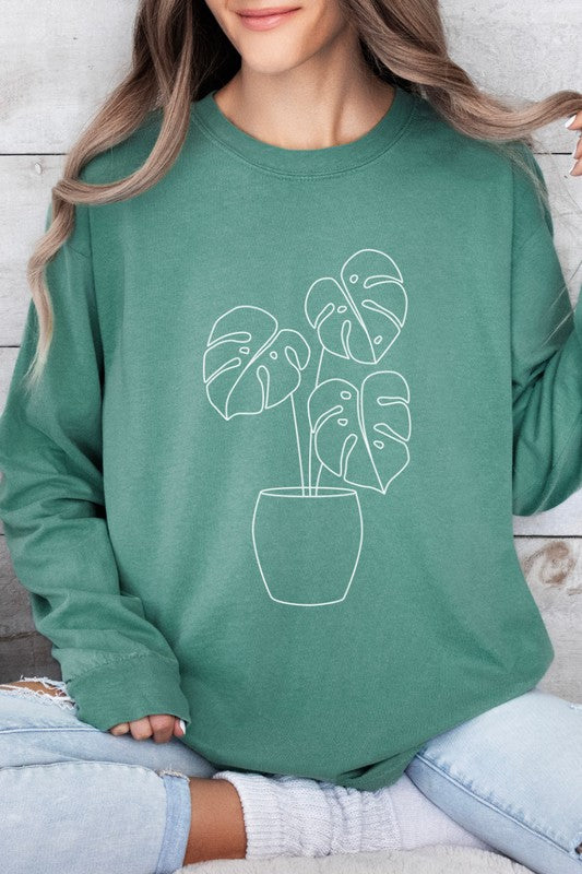 Monstera Plant Comfort Colors Long Sleeve PLUS