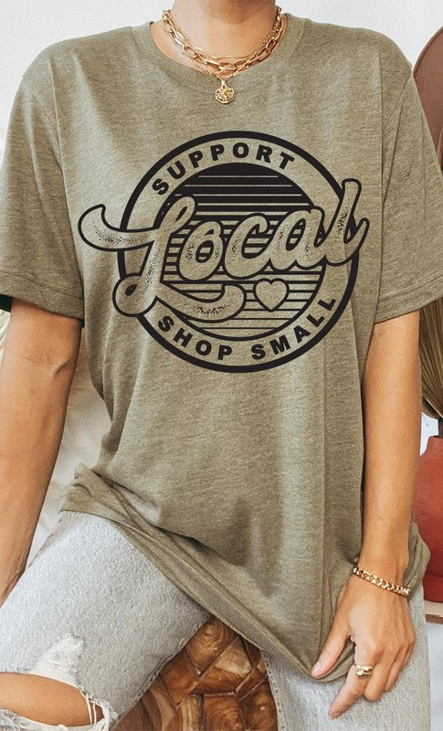 Support Local Shop Small Heart Retro PLUS SIZE Tee